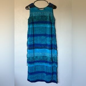 Casual Corner Teal and Blue Maxi Dress Size 4P